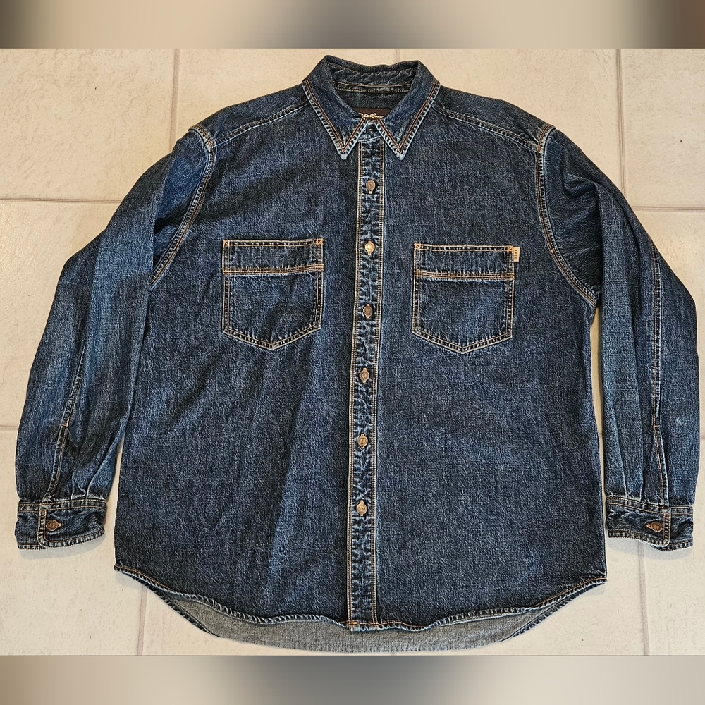 Eddie Bauer Men's Dark Blue Denim Shirt